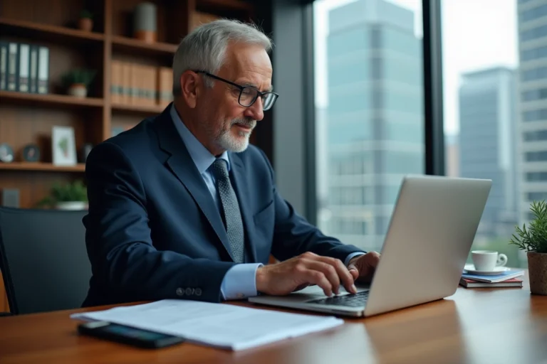 Comptable homme en costume dans son bureau professionnel