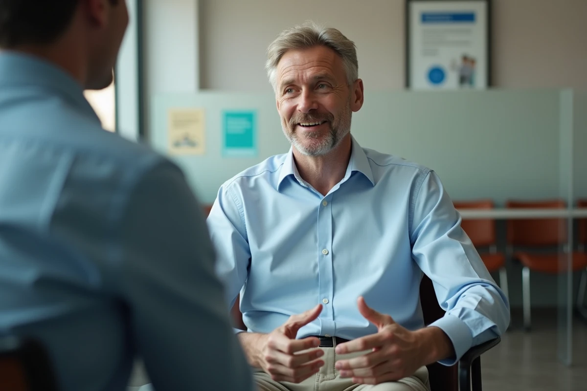 Homme souriant lors d